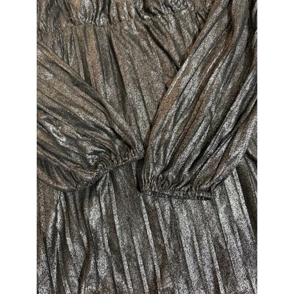 NWOT Sanctuary It's Party Time Faux Wrap Mini Dress Size Extra Small Black Shine - Picture 5 of 10